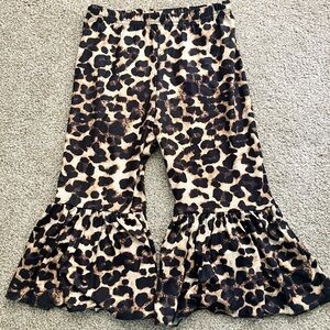 Leopard Print Ruffle Flare Pull on Pants Size 2XL